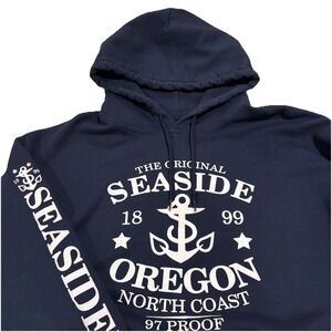 Gilden Heavy Blend Seaside Oregon Hoodie‎ Pullover Size LG Navy Blue